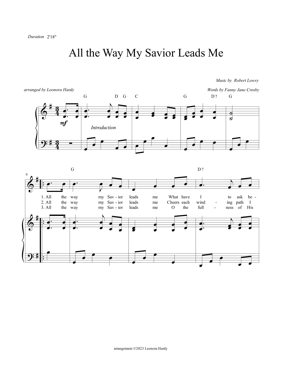 All the Way My Savior Leads Me (arr. Leonora Hardy)