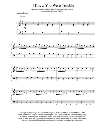 I Knew You Were Trouble (arr. Salvatore Mallimo)