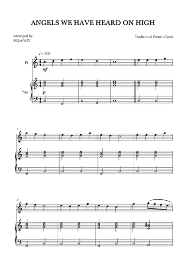 Angels We Have Heard on High | Christmas song | flute | easy beginner (arr. Milanov)