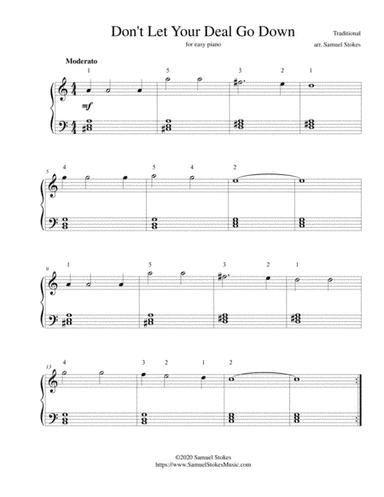 Don't Let Your Deal Go Down - for easy piano (arr. Samuel Stokes)