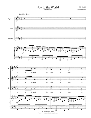 Joy to the World - for SAB choir with piano accompaniment (arr. Samuel Stokes)