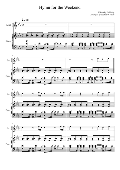 Hymn For The Weekend (arr. Zachary Corbett)
