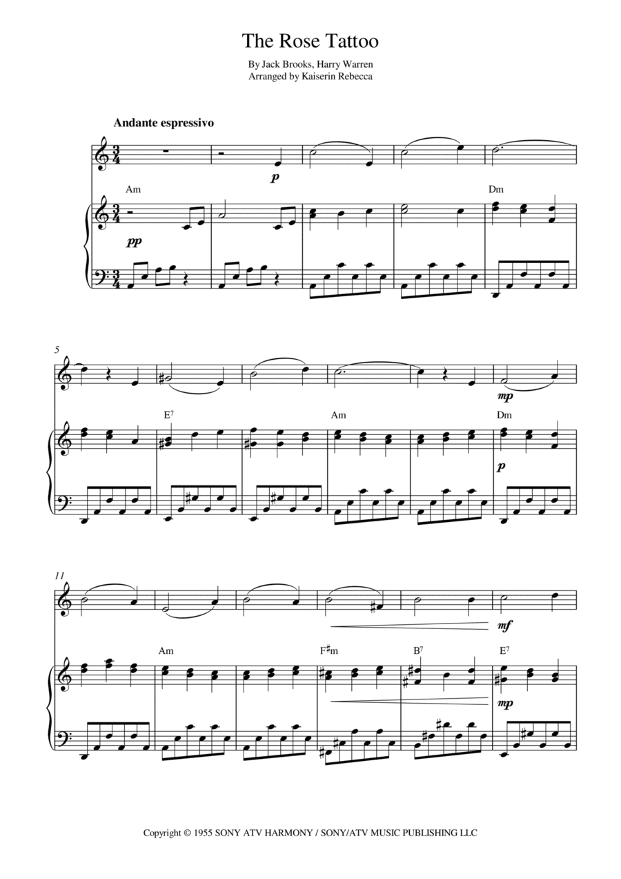 The Rose Tattoo (inspired By The Motion Picture) (arr. Kaiserin Rebecca)
