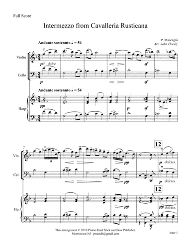 Intermezzo from Cavalleria Rusticana- chamber ensemble (arr. John Hoesly)