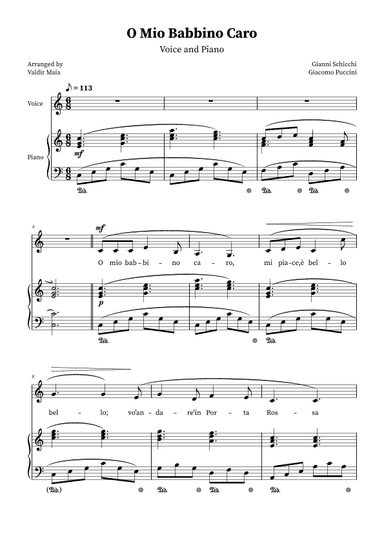 O Mio Babbino Caro - Male Voice in C Major (arr. Valdir Maia)