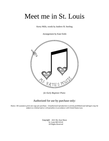 Meet Me in St. Louis (Easy Piano with letter names) (arr. Kate Emht)