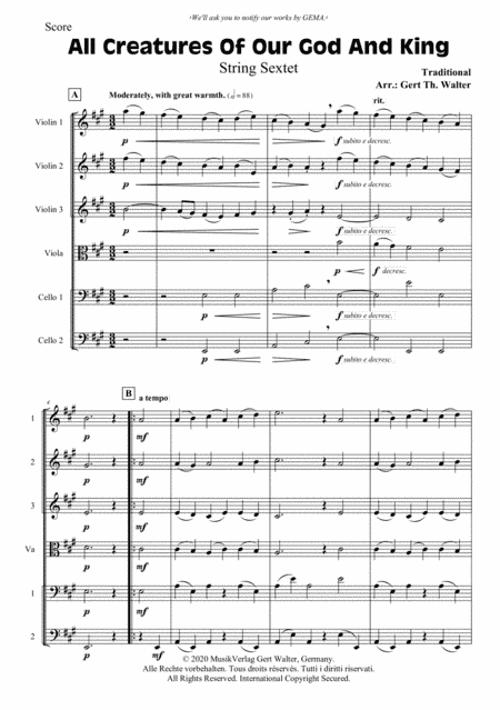 All Creatures Of Our God And King (arr. Gert Th. Walter)