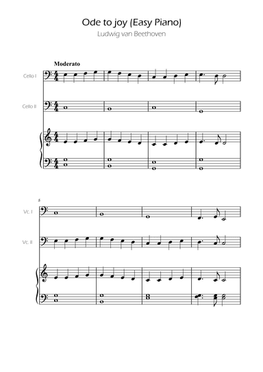 Ode To Joy - Easy Cello Duet w/ piano accompaniment (arr. Ygor Nunes)