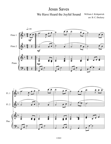 Jesus Saves (We Have Heard the Joyful Sound) Flute Duet with Piano (arr. B. C. Dockery)