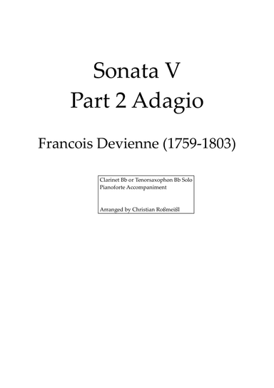 Sonata V Part 2 for Clarinet or Tenorsax (arr. Christian Roßmeißl)