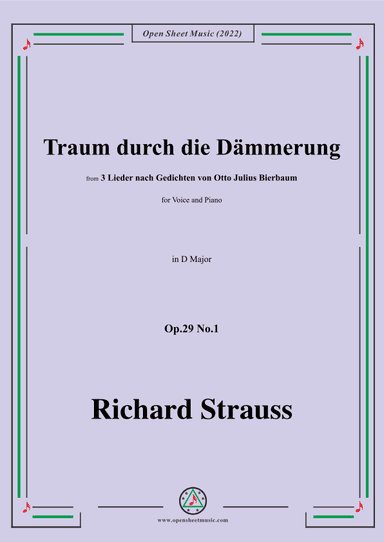 Richard Strauss-Traum durch die Dämmerung,in D Major (arr. OSM Press)