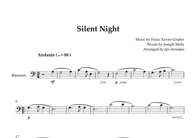 Silent Night For Bassoon Solo (arr. Jps Arranjos)
