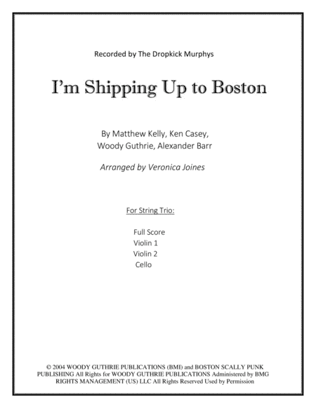 I'm Shipping Up To Boston (arr. Veronica Joines)