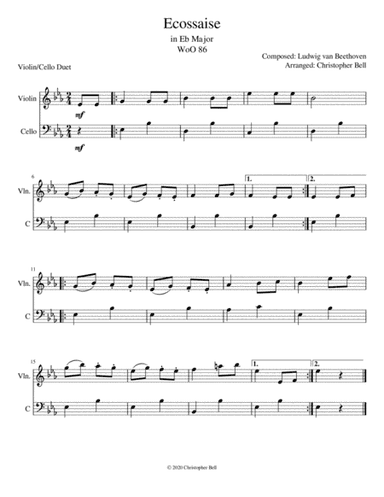Ecossaise - Beethoven - Violin-Cello Duet (arr. Christopher Bell)