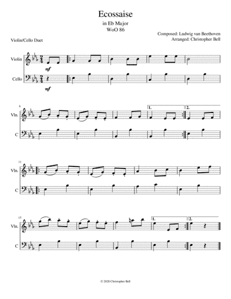 Ecossaise - Beethoven - Violin-Cello Duet (arr. Christopher Bell)
