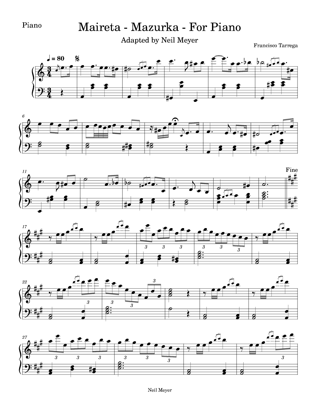 Marieta - Mazurka - For Piano (arr. Neil Meyer)