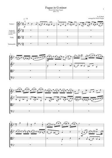 Fugue in G minor (Little Organ Fugue) (BWV 578) by JS Bach - arranged for String Quartet (arr. Pietro Prugna)