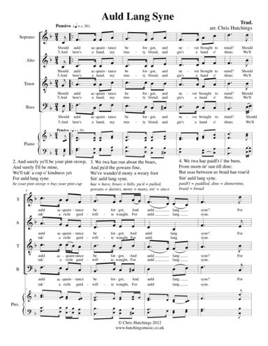 Auld Lang Syne - for SATB choir (arr. Chris Hutchings)