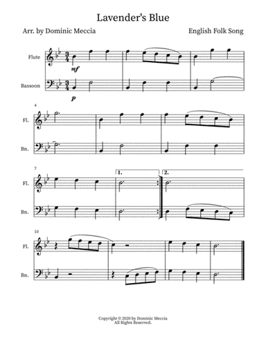 Lavender's Blue- Flute and Bassoon Duet (arr. Dominic Meccia)
