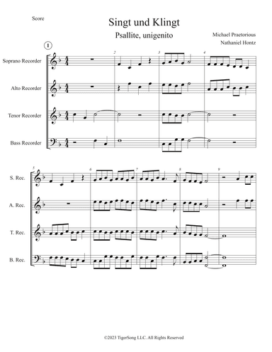 Psallite, unigenito (Singt und Klingt) for Recorder Quartet (arr. Nathaniel Hontz)