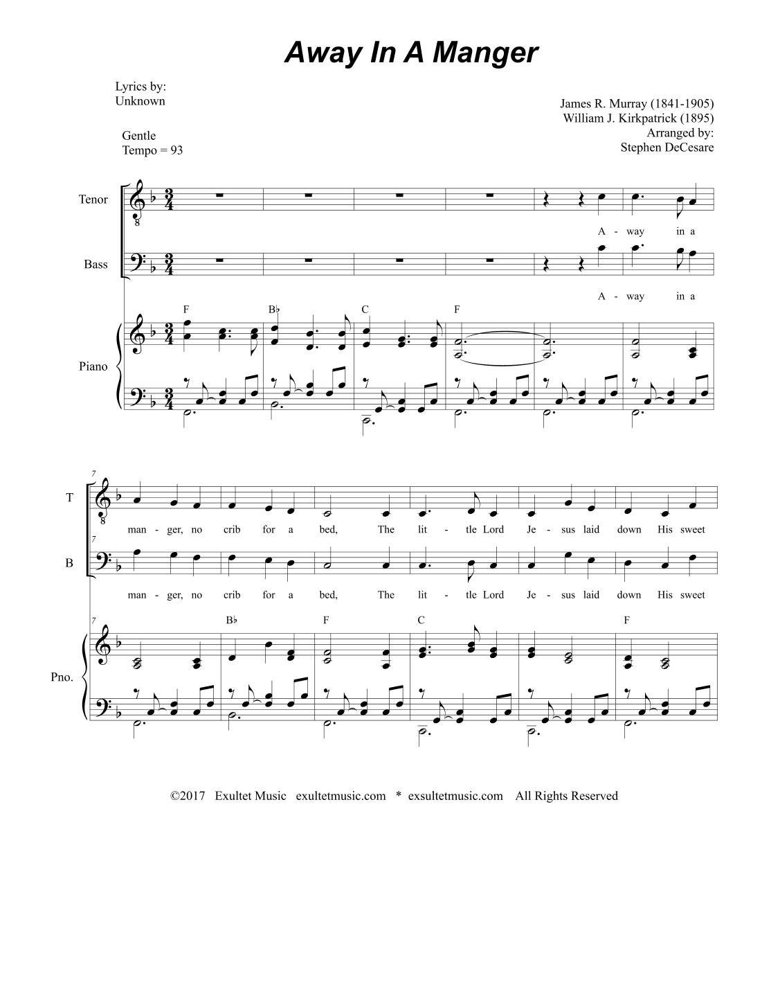 Away In A Manger (Duet for Tenor and Bass solo) (arr. Stephen DeCesare)