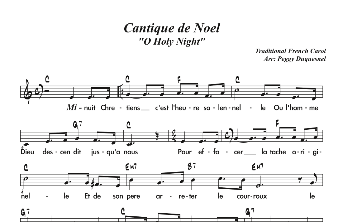 Cantique de Noel / O Holy Night - Key of C (arr. Peggy Duquesnel)