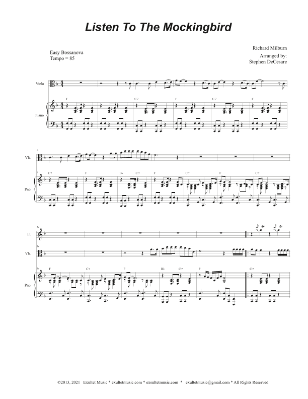 Listen To The Mockingbird (Viola solo and Piano) (arr. Stephen DeCesare)