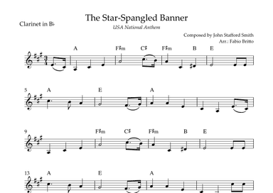 The Star Spangled Banner (USA National Anthem) for Clarinet in Bb Solo with Chords (G Major) (arr. Fabio Britto)