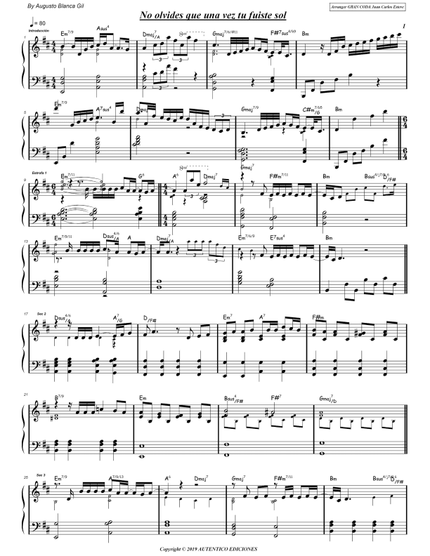 No Olvides Que Una Vez Tu Fuiste Sol (arr. Juan Carlos Esteve (Gran Coda))