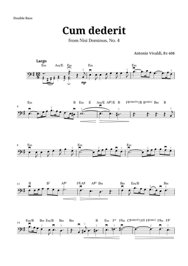 Cum dederit of Vivaldi for Double Bass and Chords (arr. Langanho)