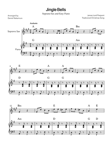 Jingle Bells (for Soprano Sax and Easy Piano) (arr. Daniel Nakamura)