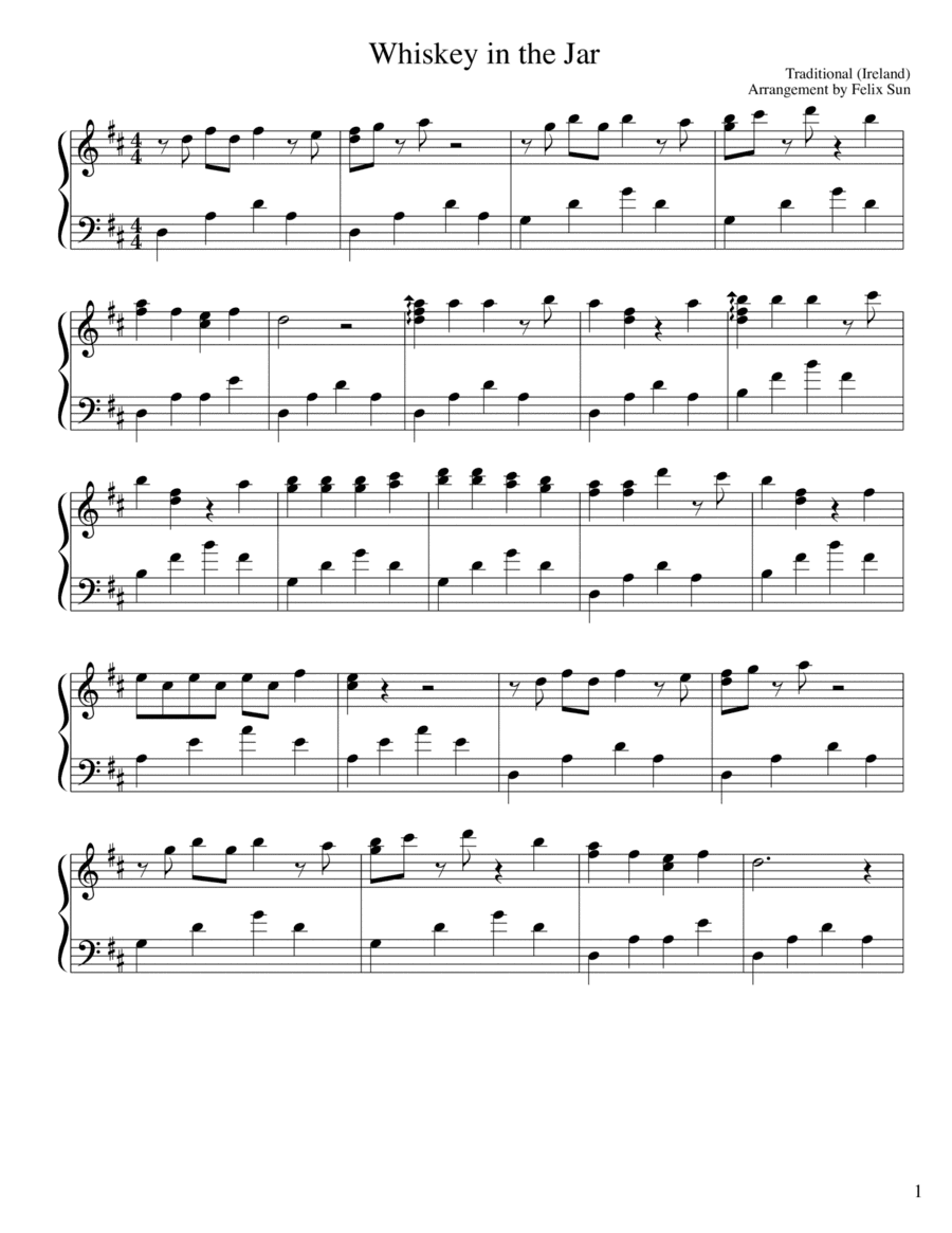 Whiskey in the Jar (Piano Solo - Beautiful Irish Traditional Song) - Lullaby Arrangement (arr. Felix Sun)