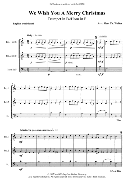 We Wish You A Merry Christmas (arr. Gert Th. Walter)