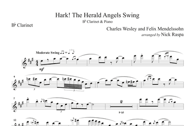 Hark! The Herald Angels Swing - (B Flat Clarinet & Piano) - Clarinet part (arr. Nick Raspa)