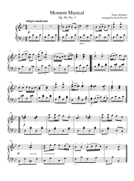 Moment Musical - Early Intermediate Piano (arr. Scott Powell)