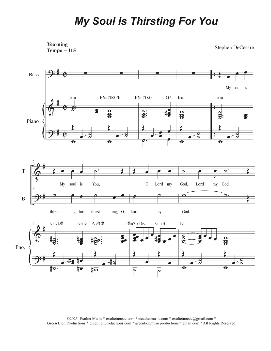 My Soul Is Thirsting For You (2-part choir - (TB)