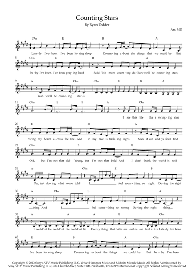 Counting Stars (arr. Arr. MD)