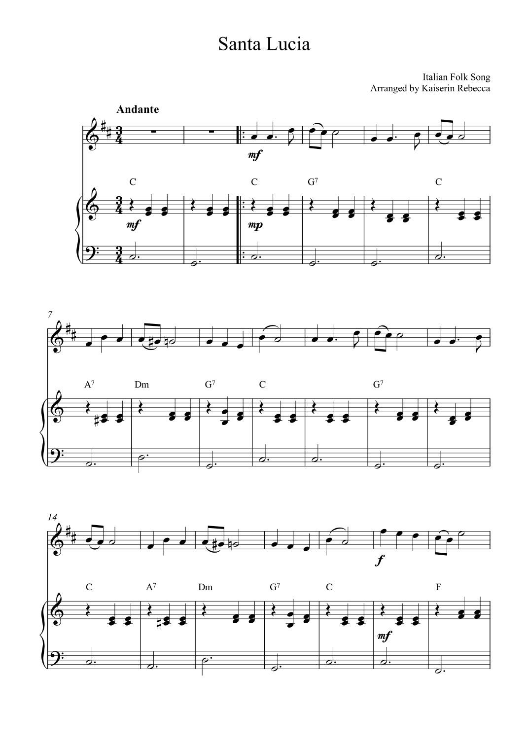 Santa Lucia (arr. Kaiserin Rebecca)