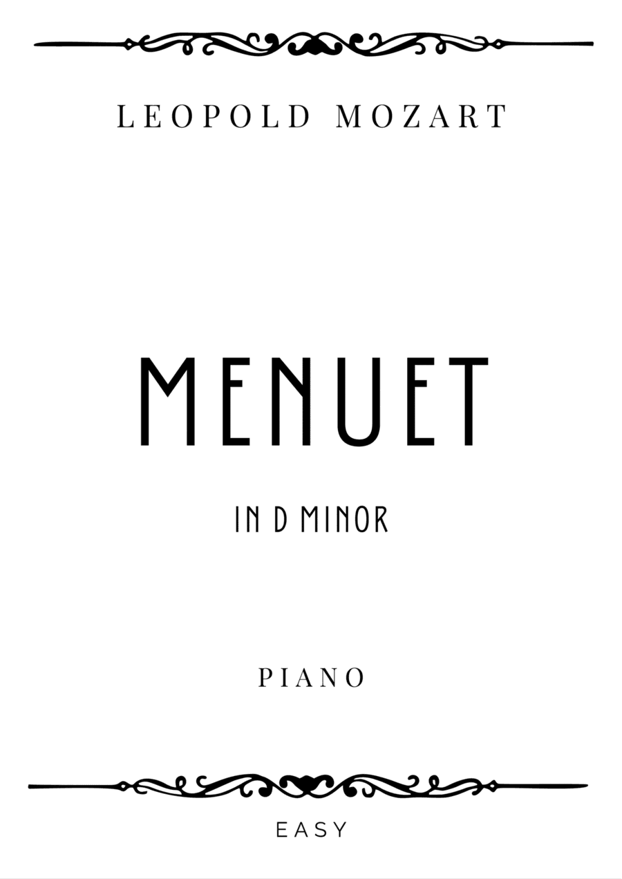 L. Mozart - Menuet in D minor - Easy (arr. Piacere Music Sheets)