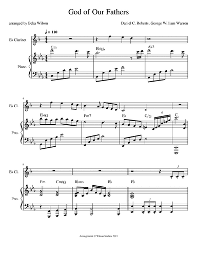 God of Our Fathers--clarinet solo (arr. Beka Wilson)