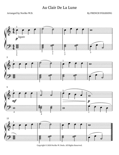 Au Clair De La Lune (arr. Noriko W.D.)