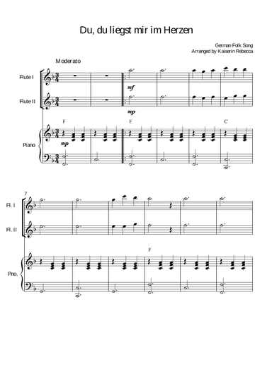 Du, du liegst mir im Herzen (You, you are in my heart) (arr. Kaiserin Rebecca)
