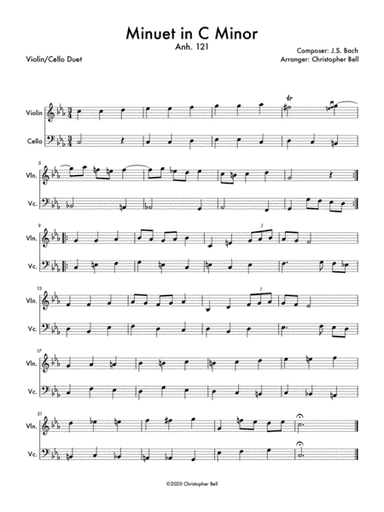 Minuet in C Minor, Anh 121 (arr. Christopher Bell)