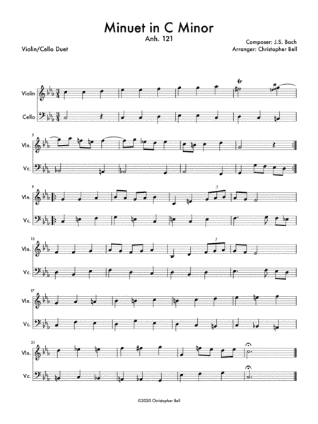 Minuet in C Minor, Anh 121 (arr. Christopher Bell)