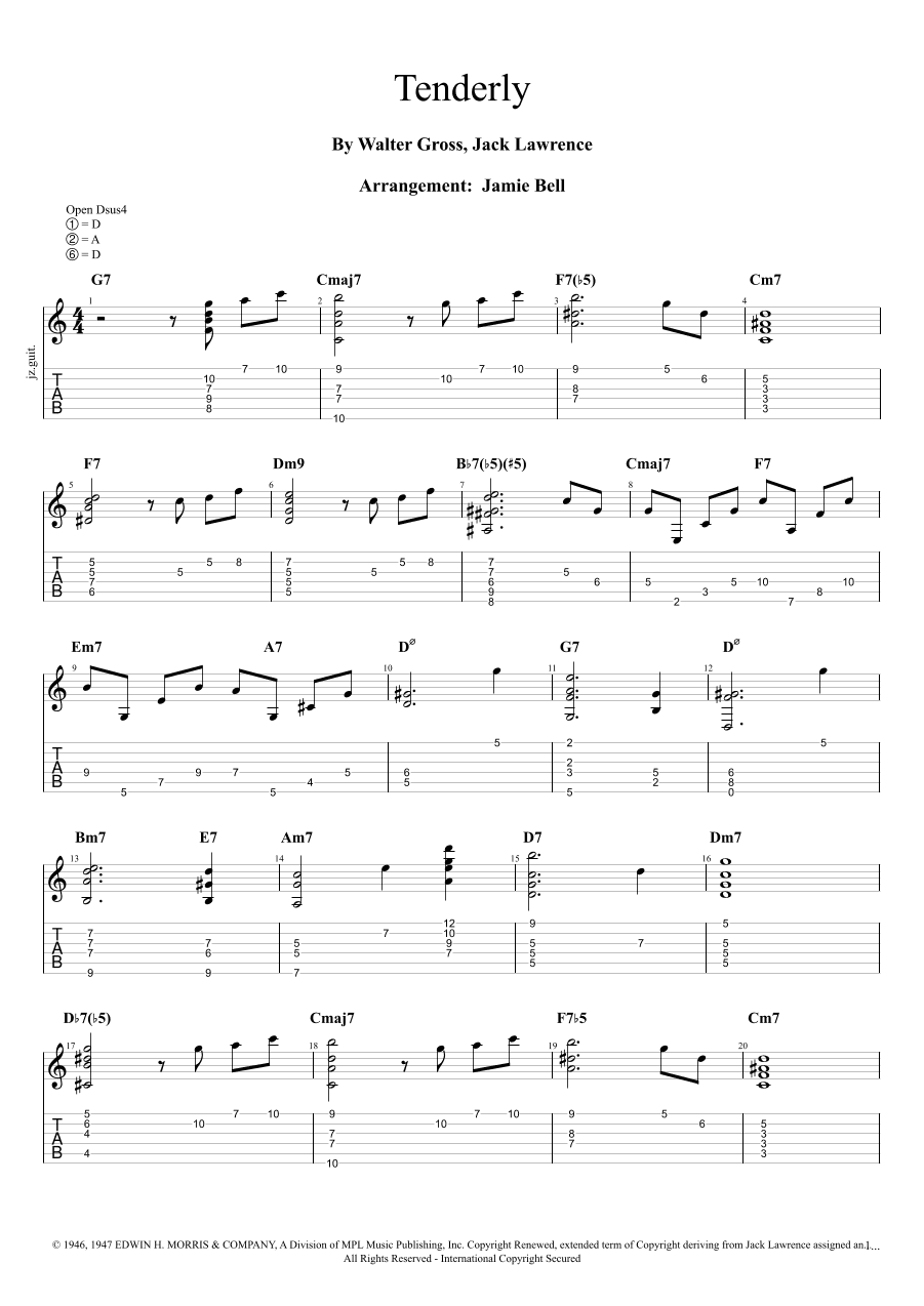 Tenderly (arr. Jamie Bell)