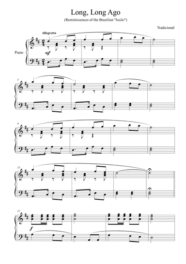 Long, Long Ago - for piano solo (Intermediate) (arr. Douglas Passoni de Oliveira)