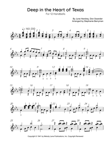 Deep In The Heart Of Texas - Score Only (arr. Stephanie Berryman)