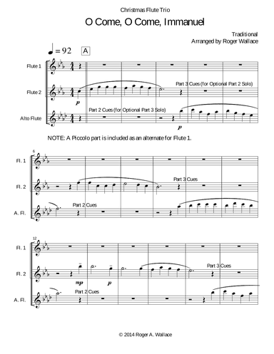O Come, O Come, Immanuel (Emmanuel) - Flute Trio (arr. Roger Wallace)