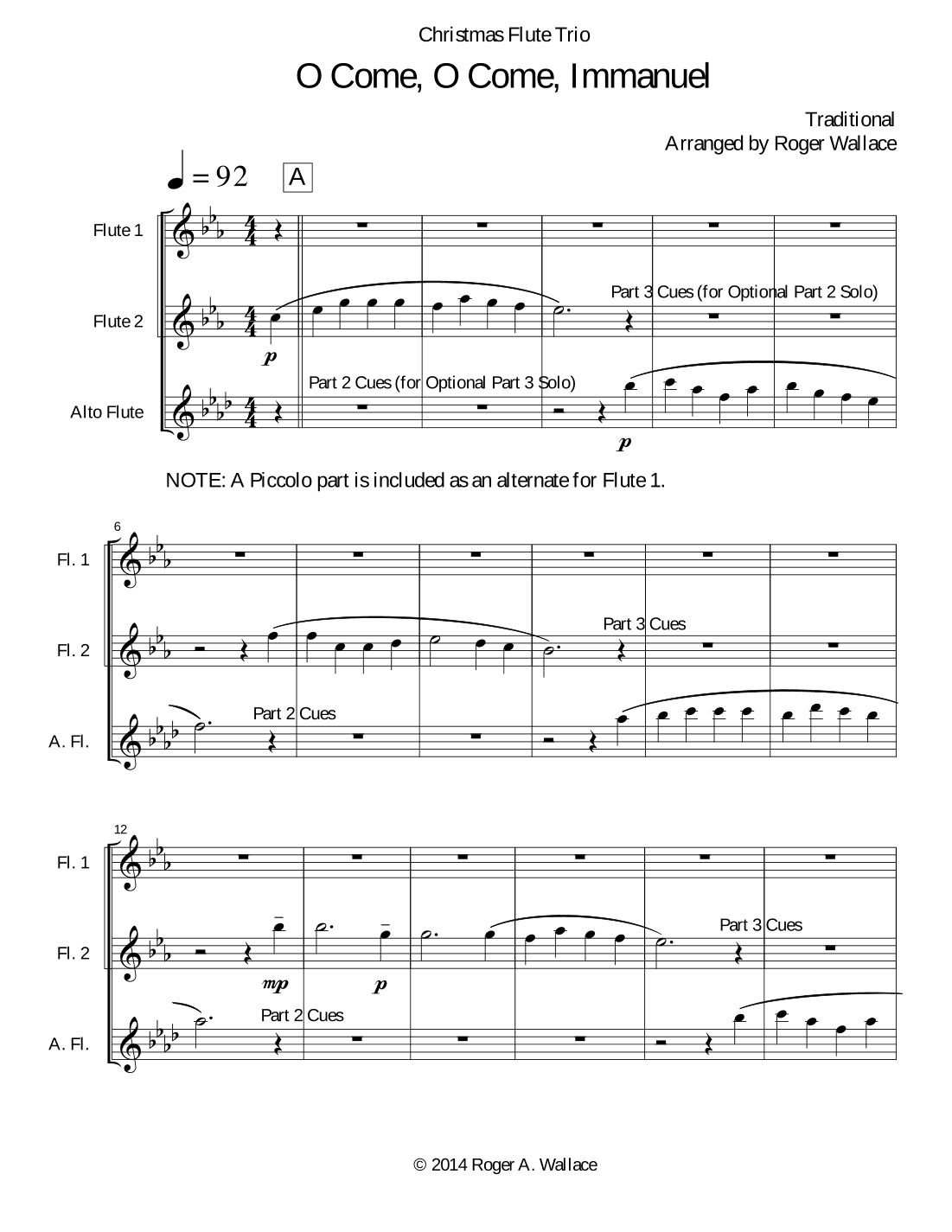 O Come, O Come, Immanuel (Emmanuel) - Flute Trio (arr. Roger Wallace)