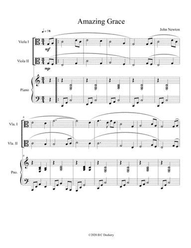 Amazing Grace (viola duet with optional piano accompaniment) (arr. B C Dockery)